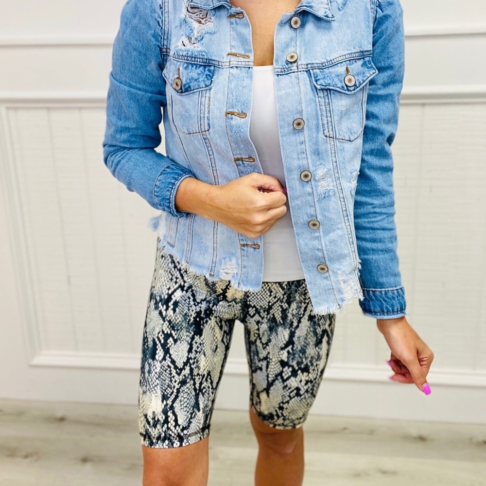 Python Snakeprint Soft Biker Shorts Medium